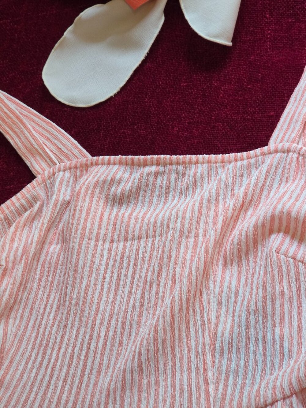 GORGEOUS PEACH AND WHITE FULL SWEEP MULTI TIERED MAXI ONE SIZE FLOWY NWT - Picture 4 of 7
